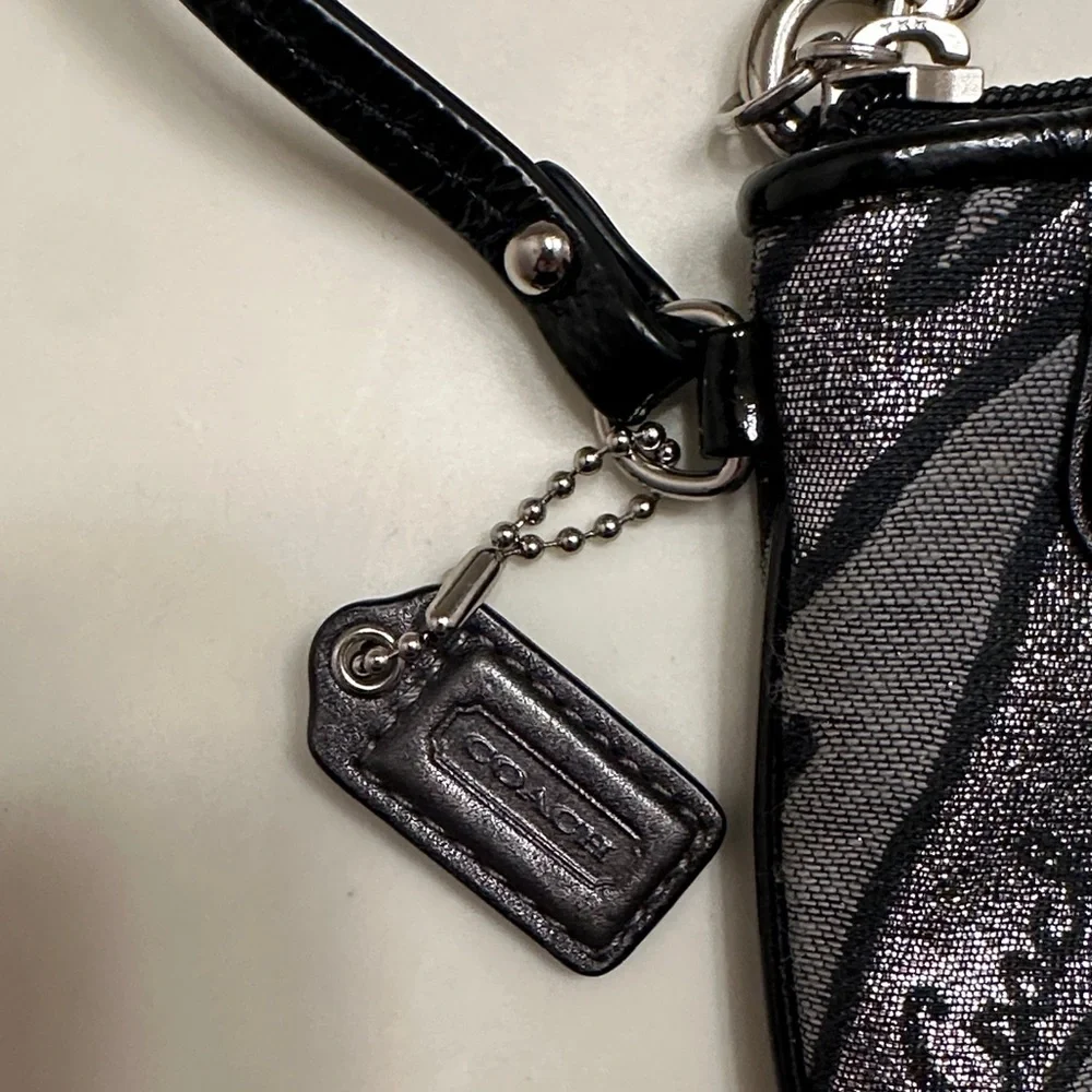 Coach Black and Silver Zebra Pattern Wristlet - Picture 3 of 7